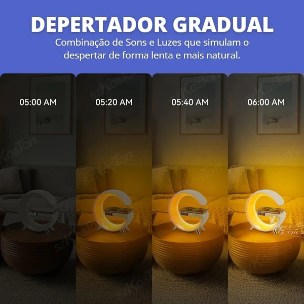 Carregador por Indução + Despertador + Luminária- Max pro